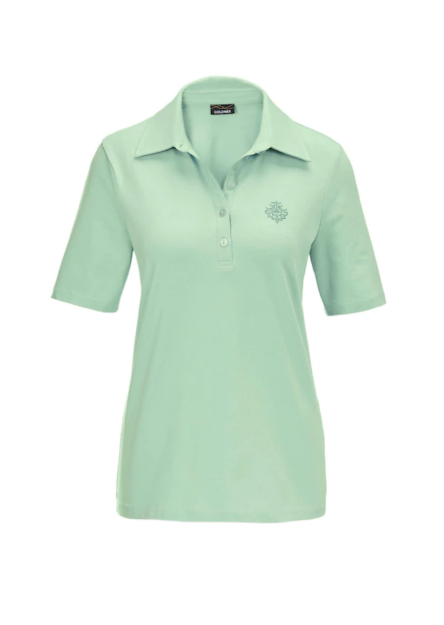 GOLDNER Poloshirt »Kurzgröße Baumwollshirt mit Polokragen« Tonige Knöpfe in Perlmuttoptik