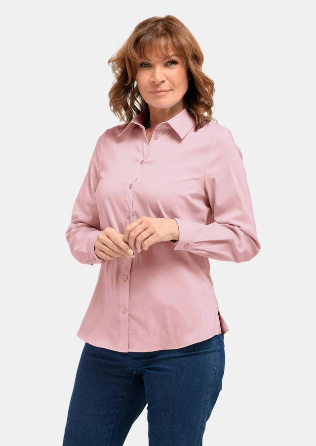 GOLDNER Langarmbluse »Kurzgröße Basicbluse mit Hemdkragen« Seitenschlitze für mehr Bewegungsfreiheit