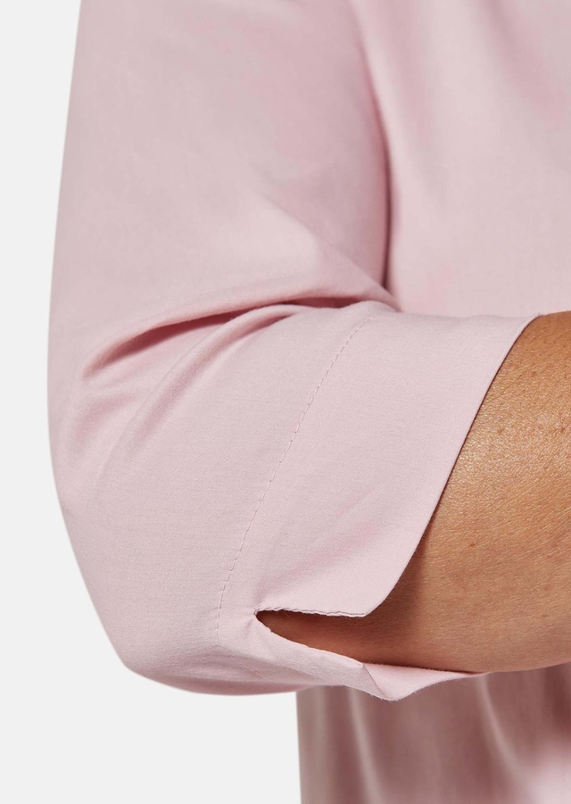 GOLDNER Hemdbluse »Kurzgröße Baumwollbluse mit offenem Hemdkragen« Bequemer 3/4-Ärmel mit Blende und Schlitz