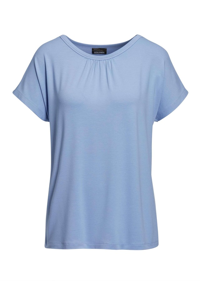 GOLDNER Langarm-Poloshirt »Bequemes Rundhalsshirt aus glänzender Qualität« Ohne