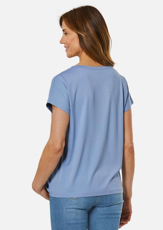 GOLDNER Langarm-Poloshirt »Bequemes Rundhalsshirt aus glänzender Qualität« Ohne