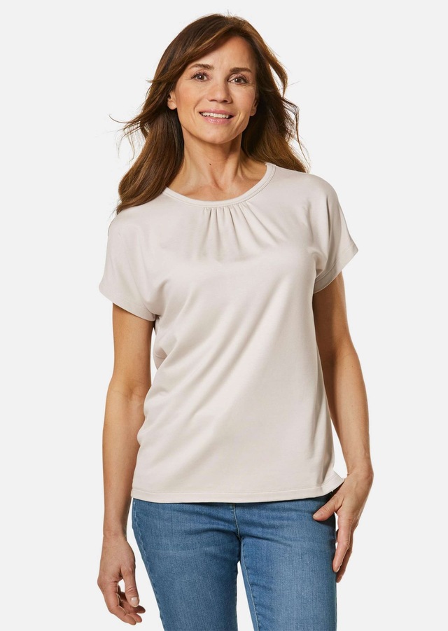 GOLDNER Langarm-Poloshirt »Bequemes Rundhalsshirt aus glänzender Qualität« Ohne