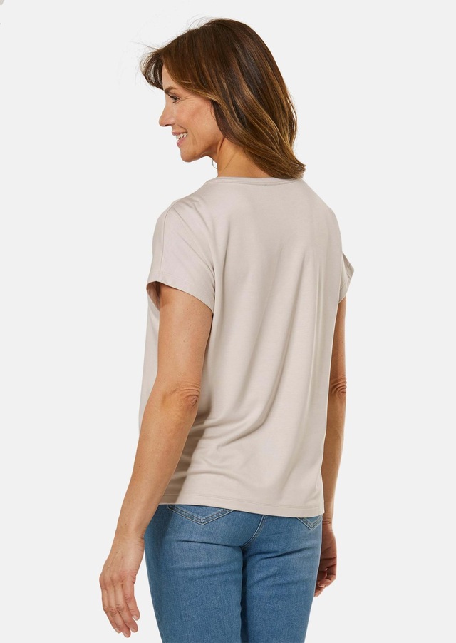 GOLDNER Langarm-Poloshirt »Bequemes Rundhalsshirt aus glänzender Qualität« Ohne
