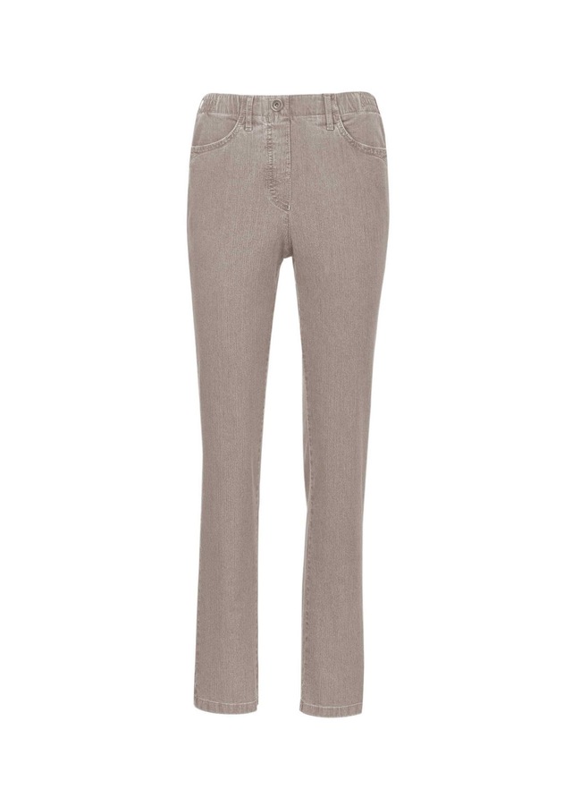 GOLDNER Regular-fit-Jeans »Kurzgröße Edel geschmückte Jeansschlupfhose MARTHA« Reißverschlussoptik mit Knopf vorne