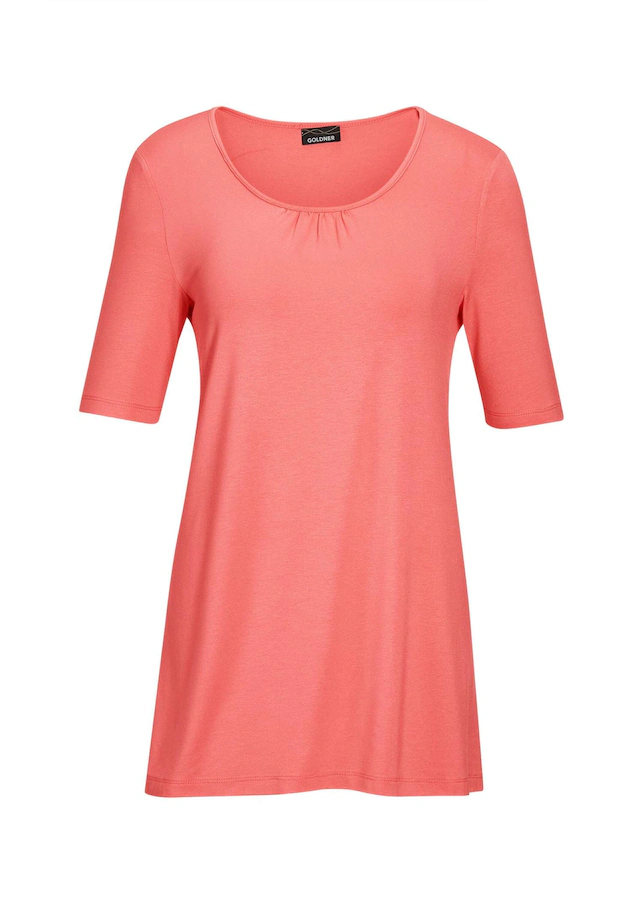GOLDNER Langarm-Poloshirt »Kurzgröße Zeitloses Shirt mit modernem Raffdetail« Ohne