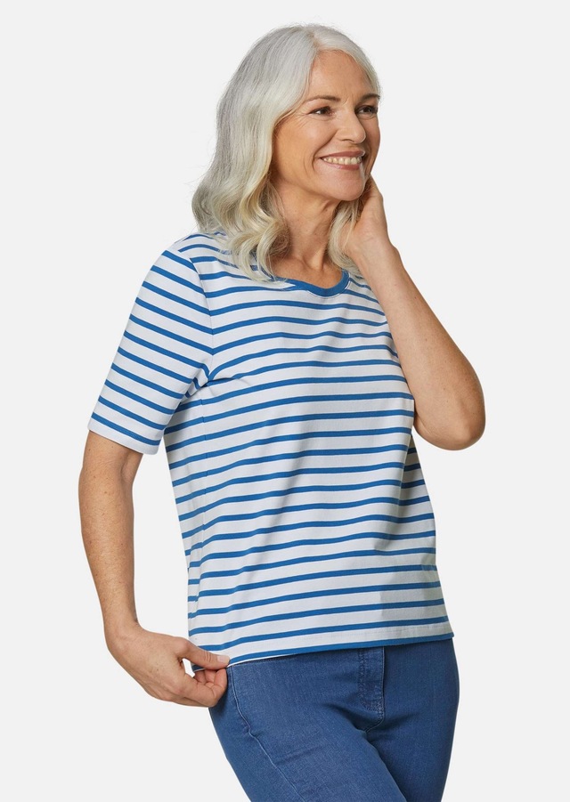 GOLDNER Kurzarmshirt »Kurzgröße Jerseyshirt im Streifen-Look« Ohne