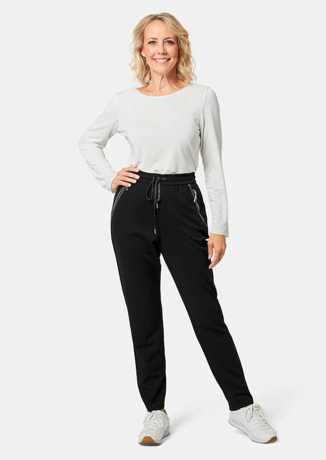 GOLDNER 2-in-1-Hose »Kurzgröße Elegante Joggpants SARA, hoher Bund« Ohne