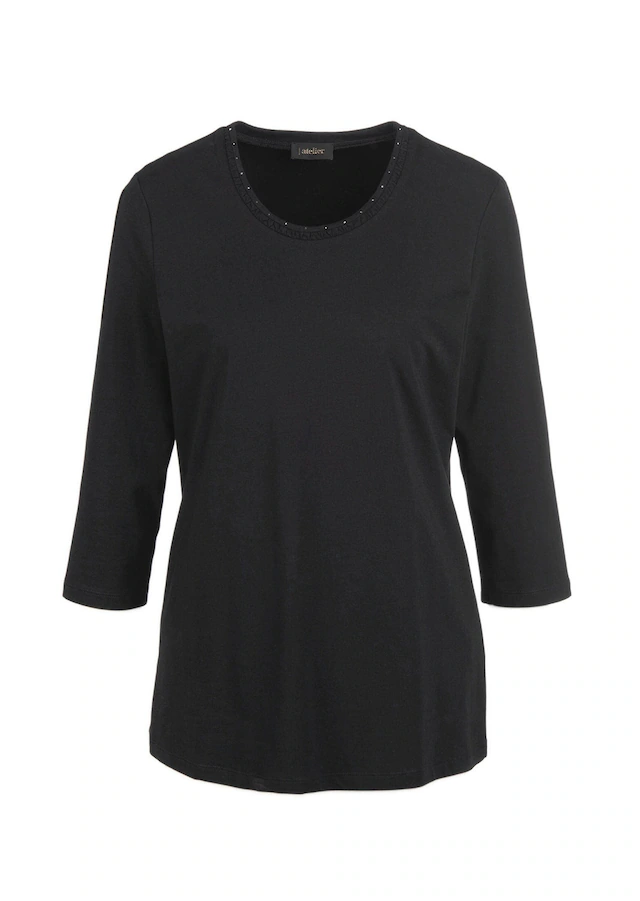 GOLDNER 3/4-Arm-Shirt »Baumwollshirt mit Schmucksteinen« Mit Schmucksteinchen veredelt