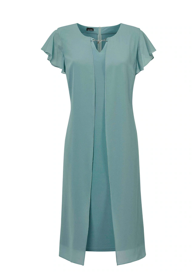 GOLDNER Abendkleid »Kurzgröße Etuikleid mit Chiffonüberwurf« Chiffon