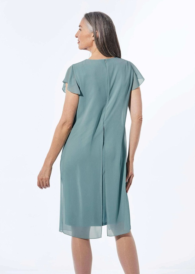 GOLDNER Abendkleid »Kurzgröße Etuikleid mit Chiffonüberwurf« Chiffon