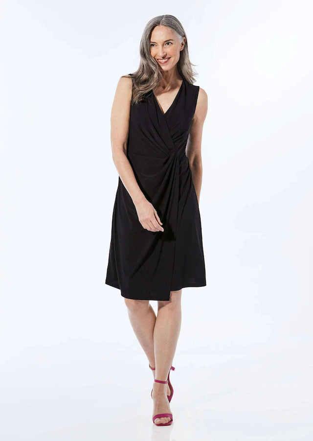 GOLDNER Abendkleid »Cocktailkleid mit Raffungen« Knöpfe