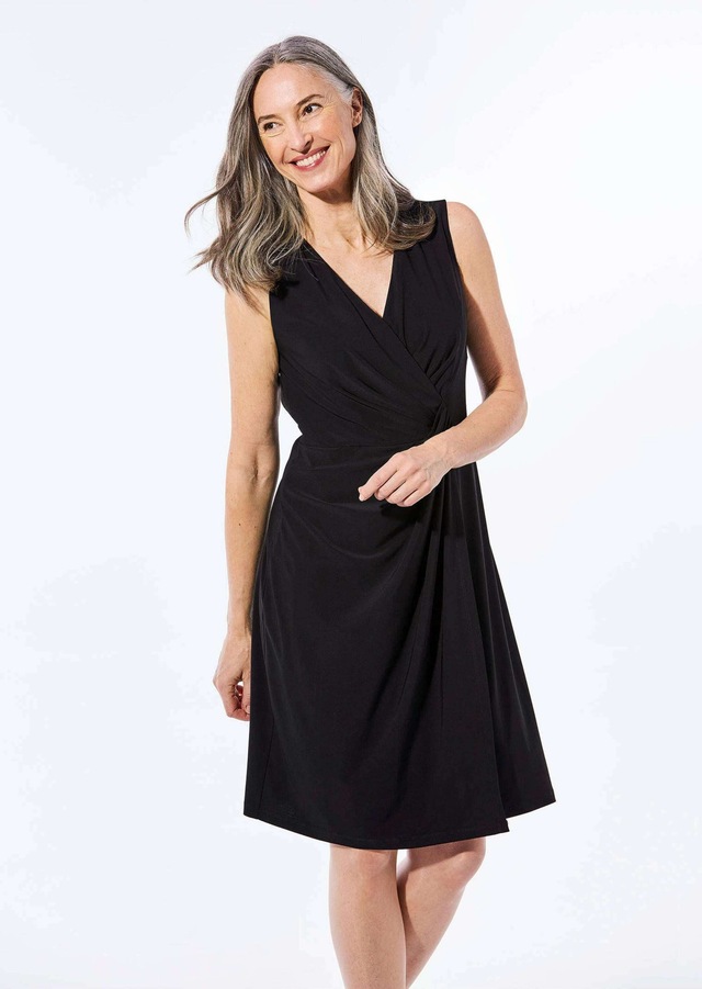 GOLDNER Abendkleid »Cocktailkleid mit Raffungen« Knöpfe