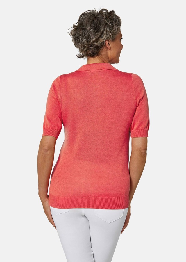 GOLDNER Kurzarmpullover »Kurzgröße Hemdkragenpullover mit Knopfleiste« Ohne