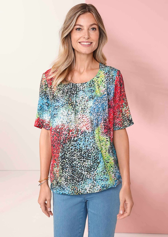 GOLDNER Druckbluse »Farbbrillante Druckbluse mit liebevollen Details« Ohne
