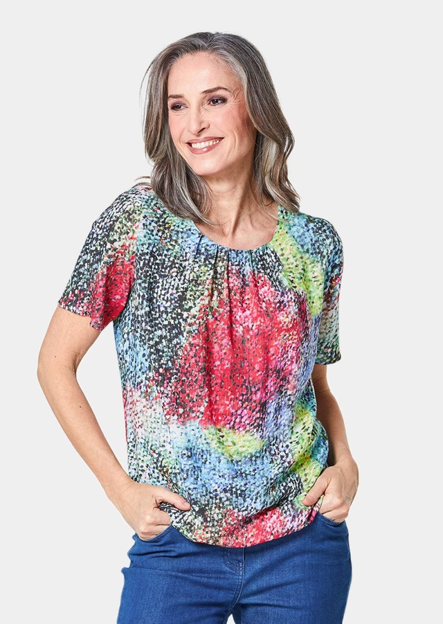 GOLDNER Druckbluse »Farbbrillante Druckbluse mit liebevollen Details« Ohne