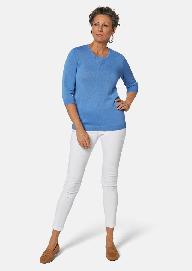 GOLDNER 3/4 Arm-Pullover »Strickpullover mit Ajourmuster« Ohne