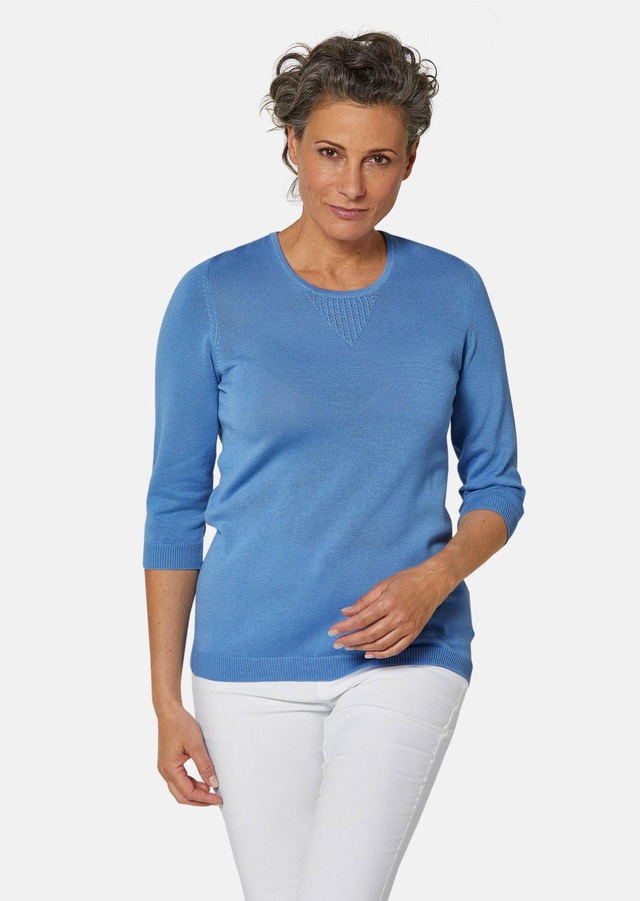 GOLDNER 3/4 Arm-Pullover »Strickpullover mit Ajourmuster« Ohne