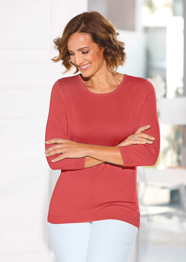 GOLDNER 3/4 Arm-Pullover »Strickpullover mit Ajourmuster« Ohne