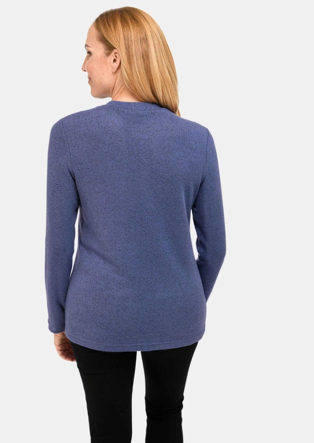 GOLDNER Longpullover »Kurzgröße Angenehm weiches Shirt mit Glitzersteinen« Mit tonigen Glitzersteinen vorn