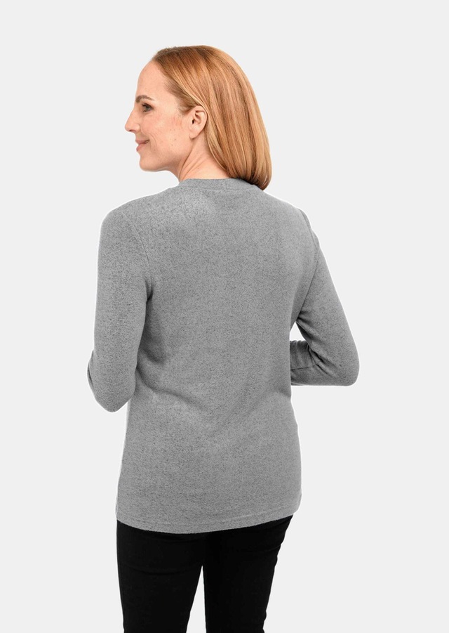 GOLDNER Longpullover »Angenehm weiches Shirt mit Glitzersteinen« Mit tonigen Glitzersteinen vorn