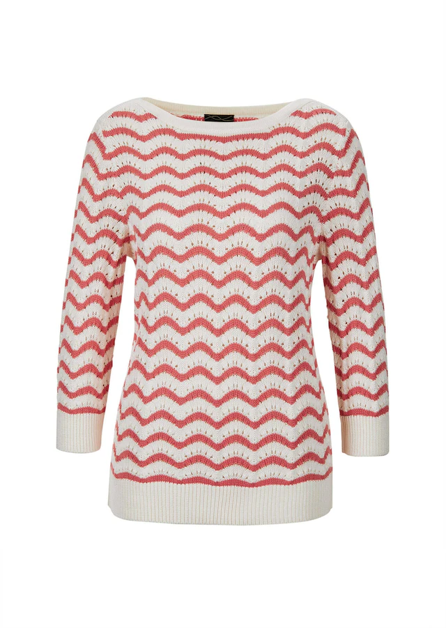 GOLDNER Rundhalspullover »Ringelpullover mit 3/4-Arm und Ajourdetails« keine/nicht relevant