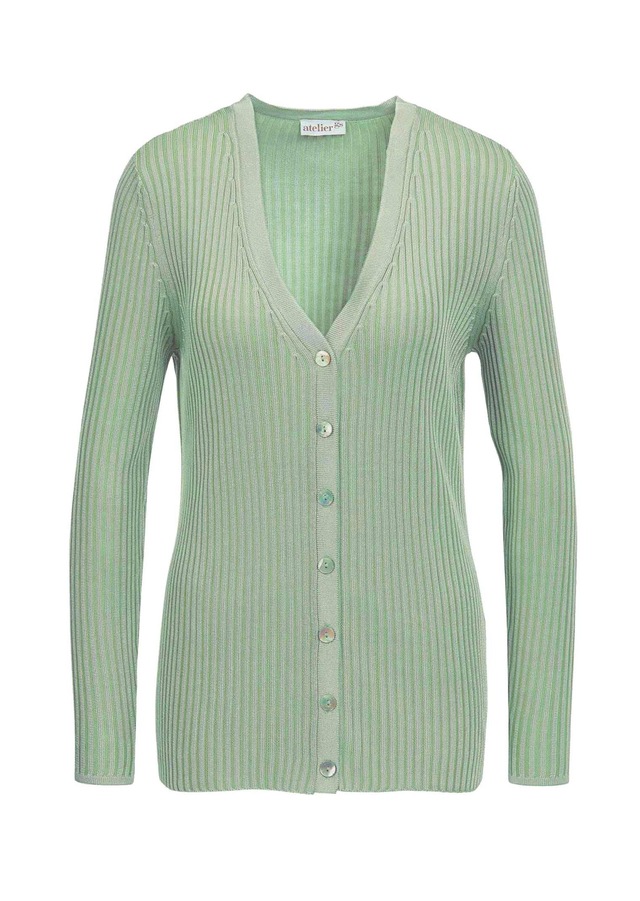 GOLDNER Strickjacke »Kurzgröße Pflegeleichte Strickjacke in hochwertiger Rippenstruktur« Mit echten Perlmuttknöpfen