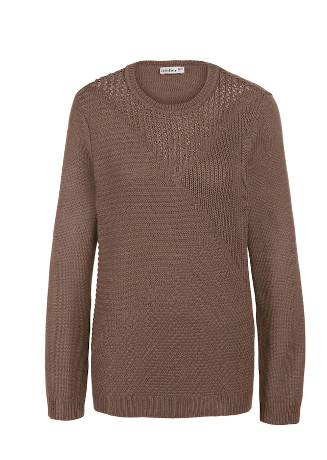 GOLDNER Strickpullover »Kurzgröße Eleganter Glanzpullover, Ajourmuster« Interessante Strickoptik mit Ajourmuster