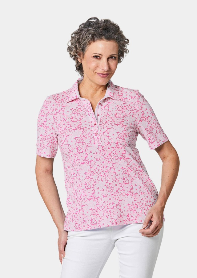 GOLDNER Poloshirt »Kurzgröße Pikee-Druckpoloshirt« Ohne