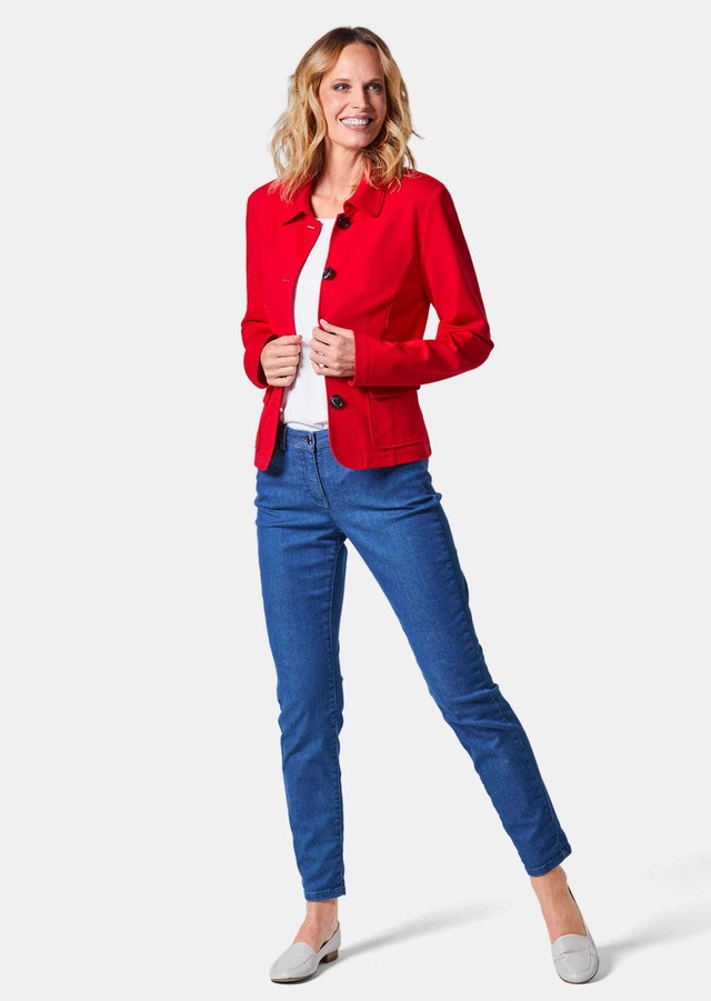 GOLDNER Kurzjacke »Leichte Jacke mit Stehkragen in rot« mit Wienernähten für perfekte Passform