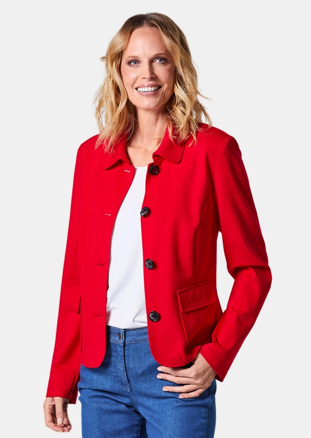 GOLDNER Kurzjacke »Leichte Jacke mit Stehkragen in rot« mit Wienernähten für perfekte Passform
