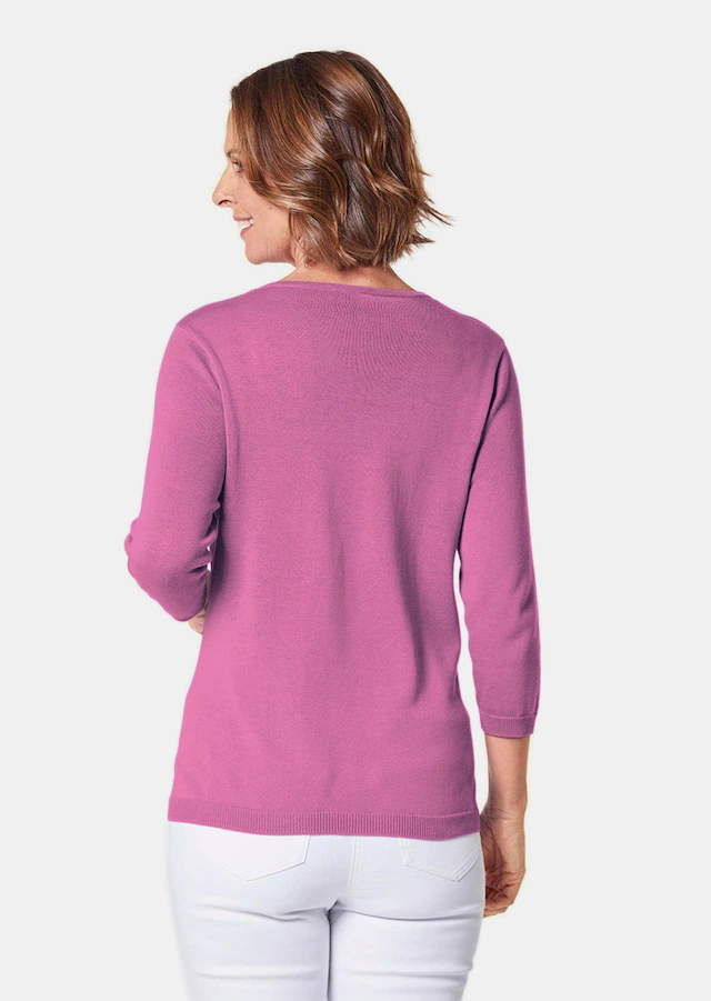 GOLDNER Rundhalspullover »Baumwollpullover mit Ajour-Details« Mit hübschen Ajourdetails am V-Ausschnitt