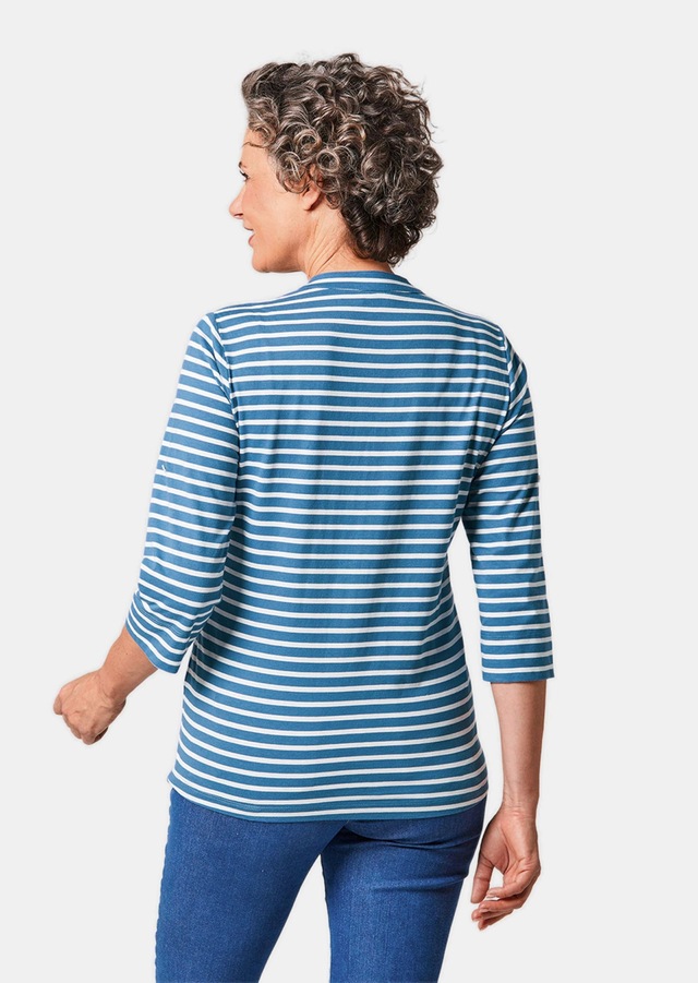 GOLDNER 3/4-Arm-Shirt »Kurzgröße Sportives Ringelshirt in Longform« Garngefärbte Ringel