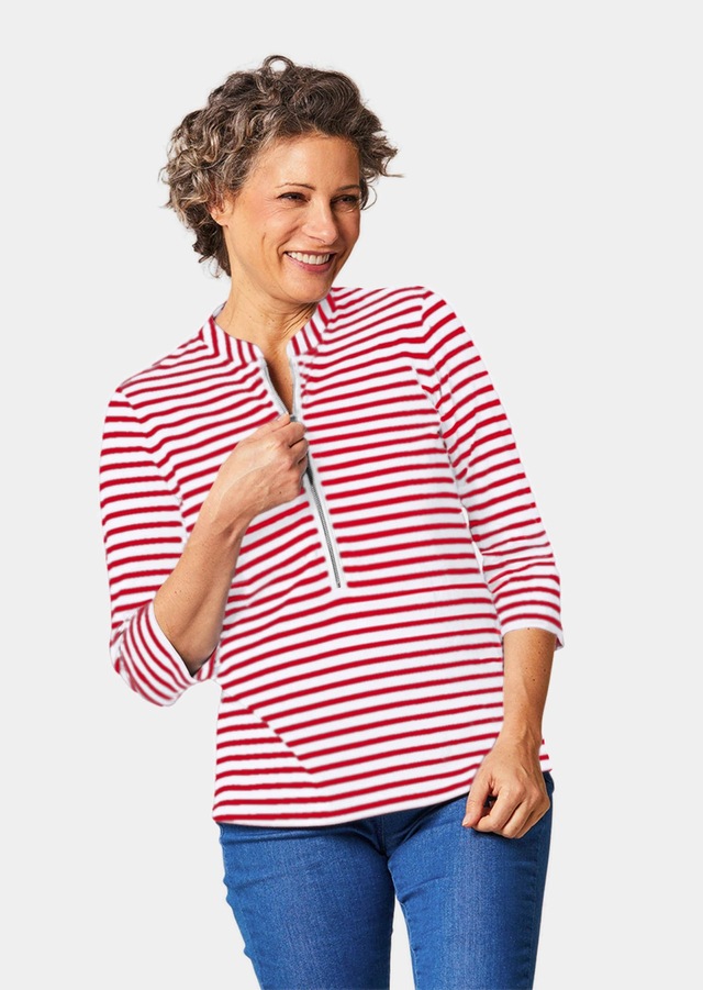 GOLDNER 3/4-Arm-Shirt »Kurzgröße Sportives Ringelshirt in Longform« Garngefärbte Ringel
