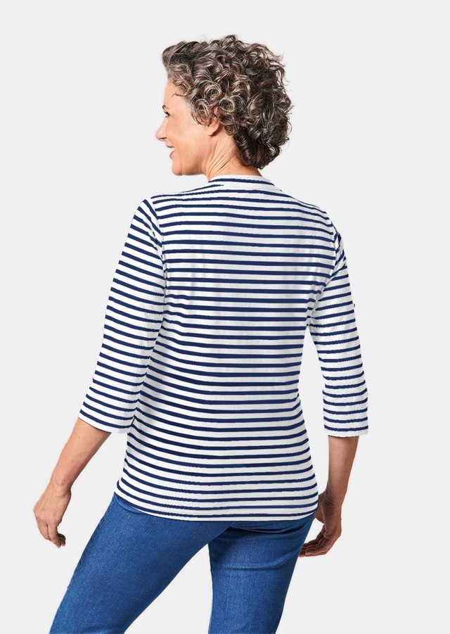 GOLDNER 3/4-Arm-Shirt »Kurzgröße Sportives Ringelshirt in Longform« Garngefärbte Ringel