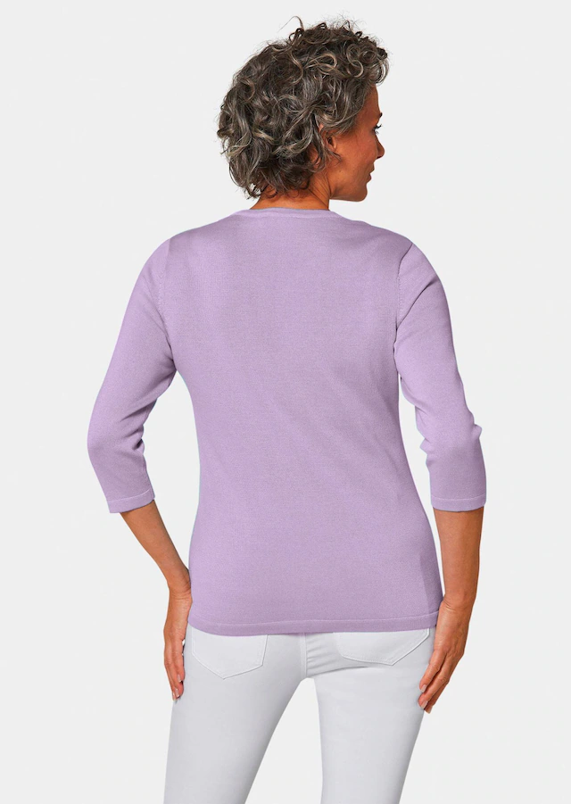 GOLDNER Rundhalspullover »Pullover in hochwertiger Qualität« Glitzersteine am V-Ausschnitt