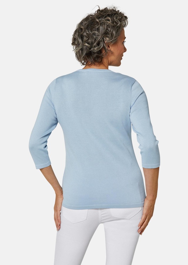 GOLDNER Rundhalspullover »Pullover in hochwertiger Qualität« Glitzersteine am V-Ausschnitt