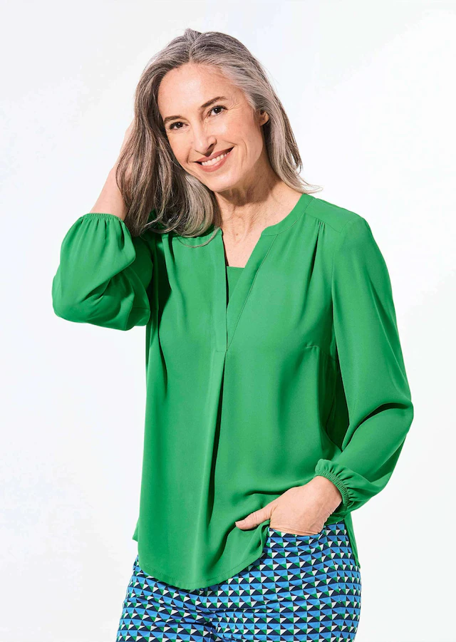 GOLDNER Tunika »Bluse mit Tunika Ausschnitt« Falten