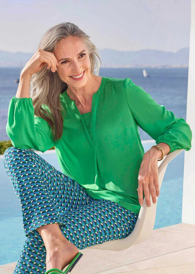 GOLDNER Tunika »Bluse mit Tunika Ausschnitt« Falten