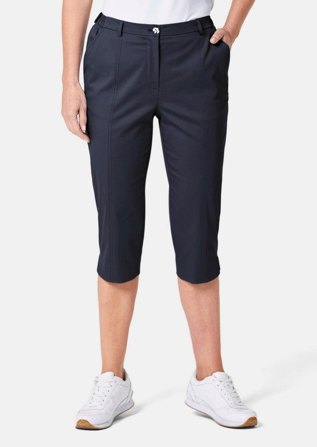 GOLDNER Caprihose »Kurzgröße Sportive Capri-Hose aus trageangenehmen Satin« Perfekt sitzende und anschmiegsame Pasform