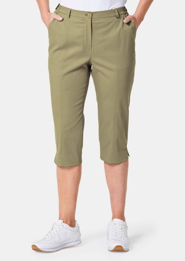 GOLDNER Caprihose »Kurzgröße Sportive Capri-Hose aus trageangenehmen Satin« Perfekt sitzende und anschmiegsame Pasform
