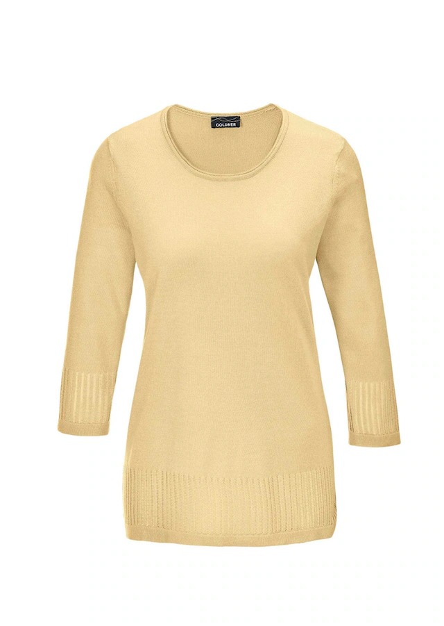 GOLDNER 3/4 Arm-Pullover »Kurzgröße Gepflegter Ajour-Pullover mit femininen Durchbrüchen« Ohne