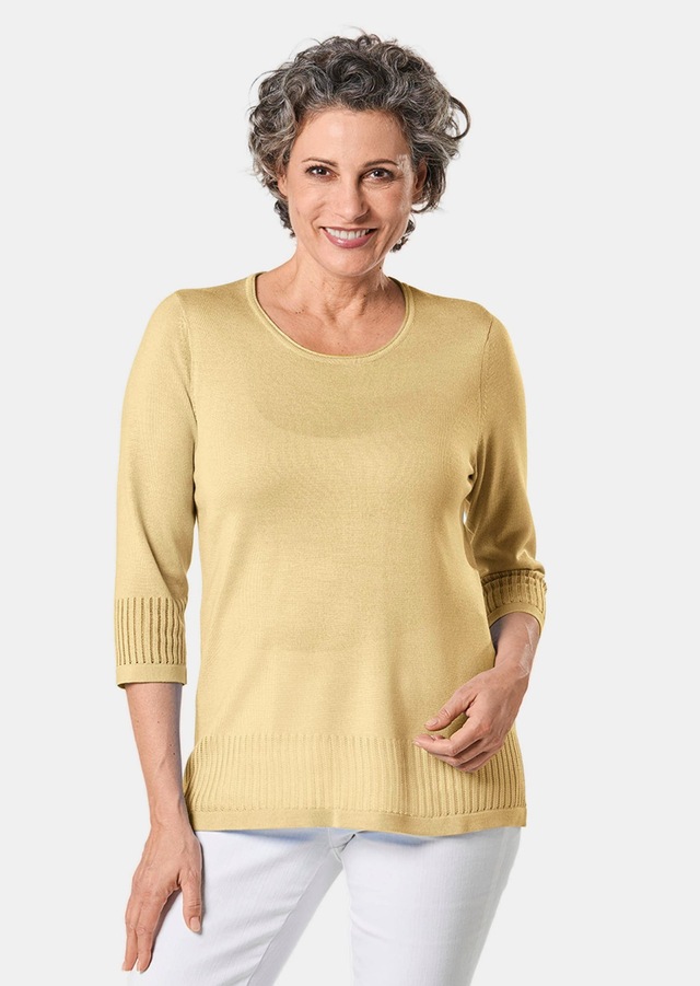 GOLDNER 3/4 Arm-Pullover »Gepflegter Ajour-Pullover mit femininen Durchbrüchen« Ohne