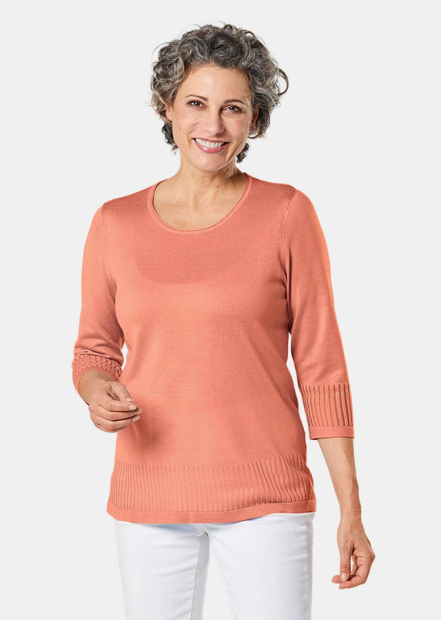 GOLDNER 3/4 Arm-Pullover »Gepflegter Ajour-Pullover mit femininen Durchbrüchen« Ohne