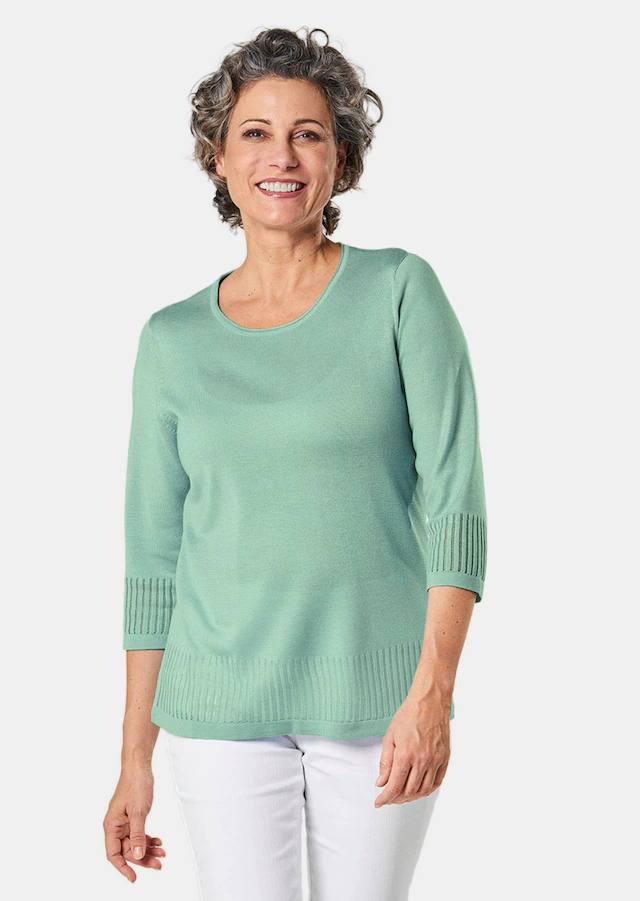 GOLDNER 3/4 Arm-Pullover »Gepflegter Ajour-Pullover mit femininen Durchbrüchen« Ohne
