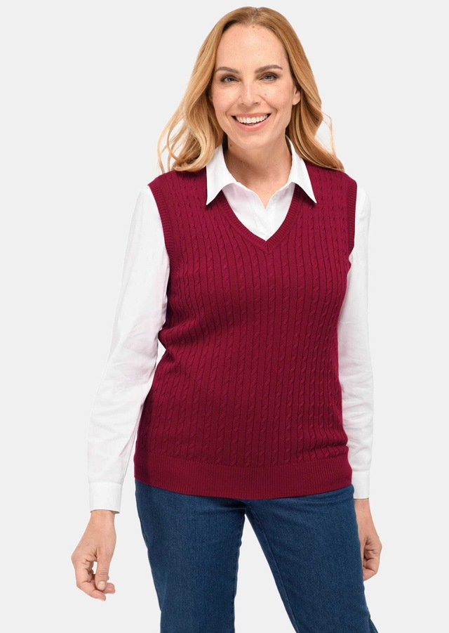GOLDNER Pullunder »Kurzgröße Elegante Zopfstrickweste, V-Ausschnitt« Tolles Kombinationstalent