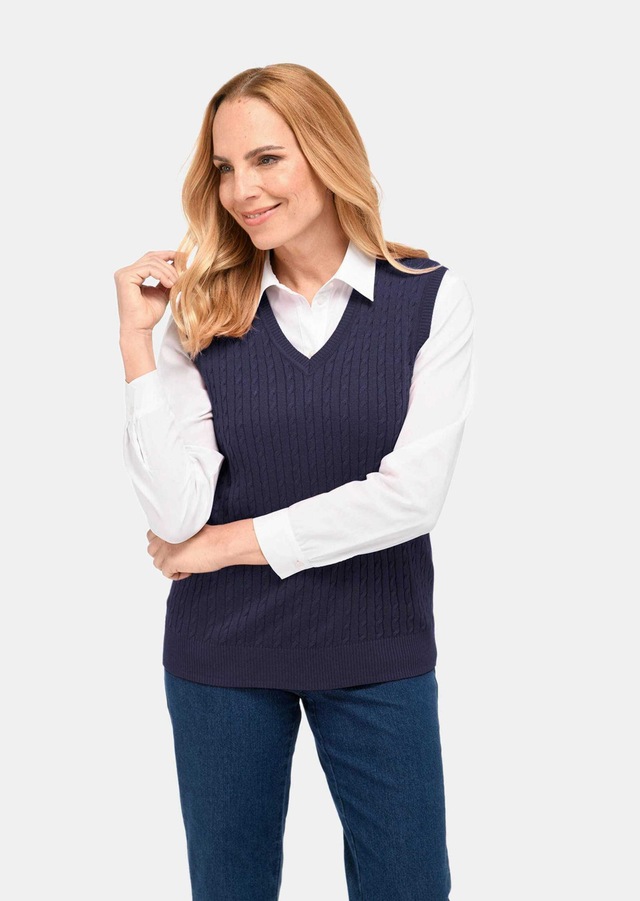 GOLDNER Pullunder »Elegante Zopfstrickweste, V-Ausschnitt« Tolles Kombinationstalent