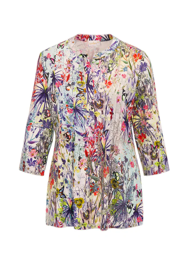 GOLDNER Print-Shirt »Kurzgröße Printshirt mit floralem Muster« Ohne