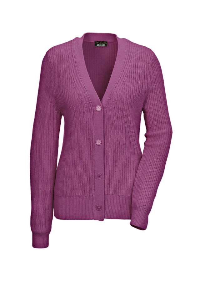 GOLDNER Strickjacke »Elegante Strickjacke mit V-Ausschnitt« Hochwertige Strickminderungen