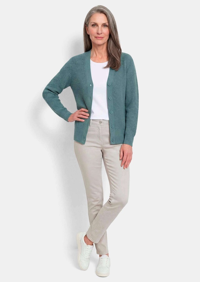 GOLDNER Strickjacke »Elegante Strickjacke mit V-Ausschnitt« Hochwertige Strickminderungen