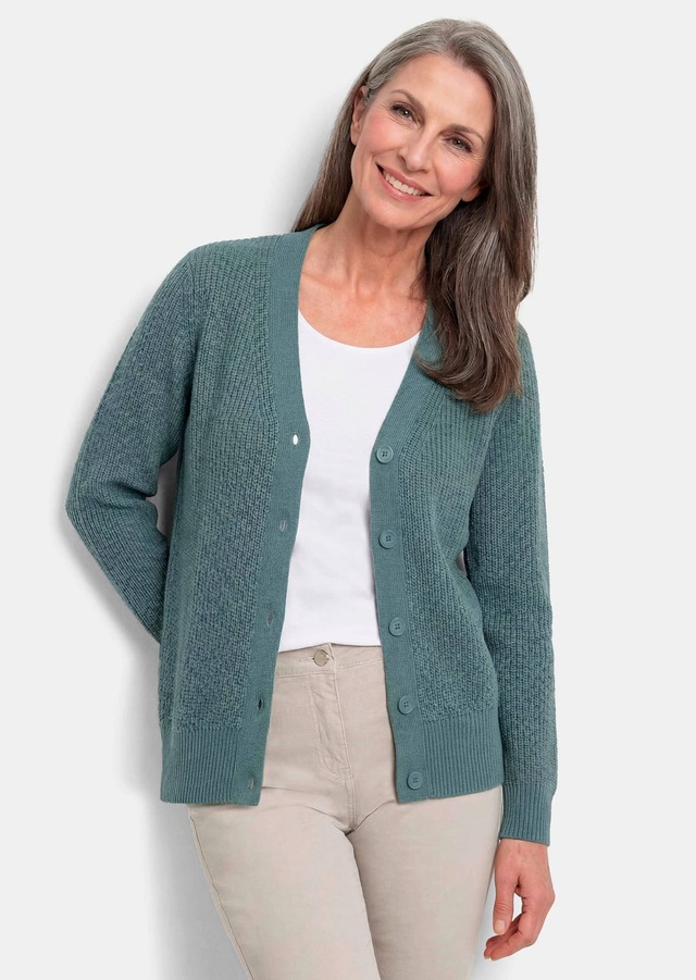 GOLDNER Strickjacke »Elegante Strickjacke mit V-Ausschnitt« Hochwertige Strickminderungen